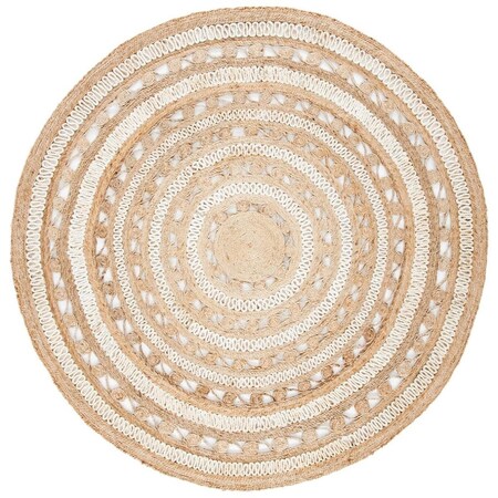 Safavieh 8 x 8 ft. Natural Fiber Hand Woven Round Area Rug; Ivory & Natural NF169B-8R